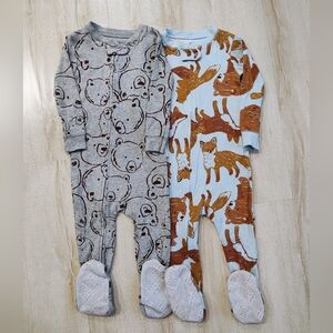 Carter's Gray and Blue Animal Print Footies